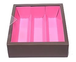 Macaron box 3 row taupe pink Hollywood