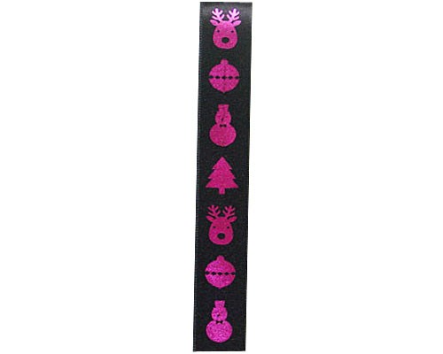 DoubleFaceSatin 4Xmas black/fuchsia