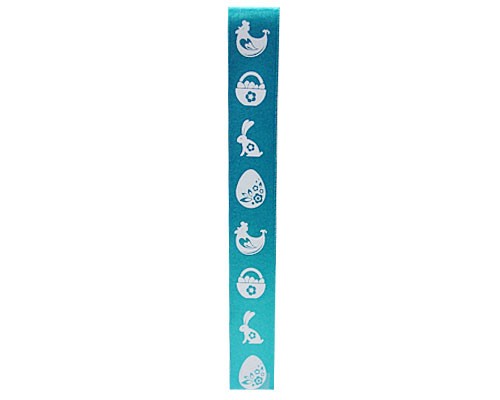 DoubleFaceSatin EasterGraphic 25mm/100mtr turquoise white