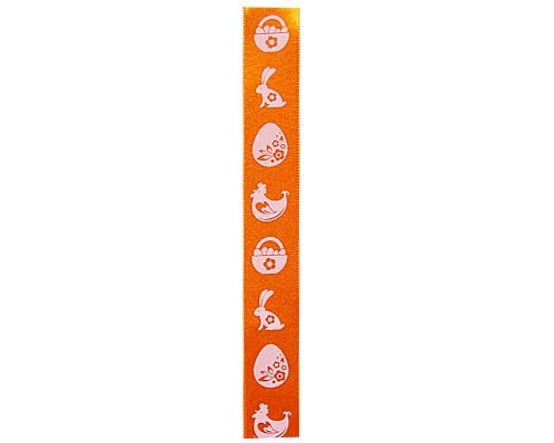 DoubleFaceSatin EasterGraphic 25mm/100mtr orange white