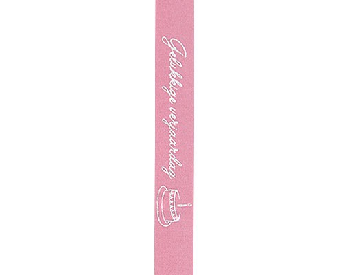 Ribanbel gelukkige verjaardag pink/silver