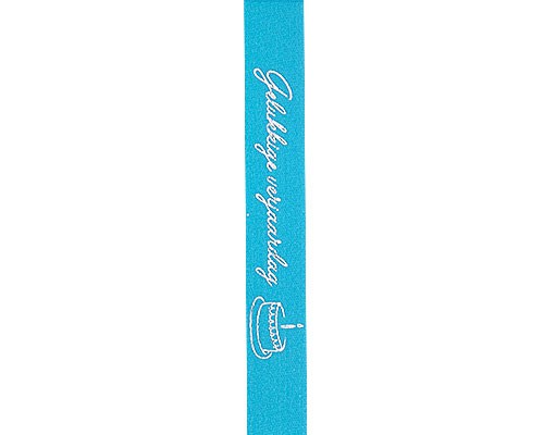 Ribanbel gelukkige verjaardag turquoise/silver