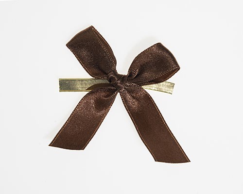 Bow ready made No 000 double face satin 15mm clipband 60mm taupe