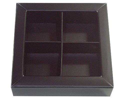 Windowbox 66x66x19mm 4 division duo mat black 