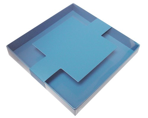 Windowbox carre large with sleeve 140x140x19mm sea blue