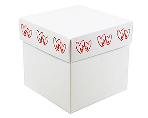 Cubebox Double Hearts 100x100x95mm white/red