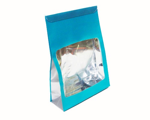 Sac etui klein turquoise/zilver inclusief sluitingsclip