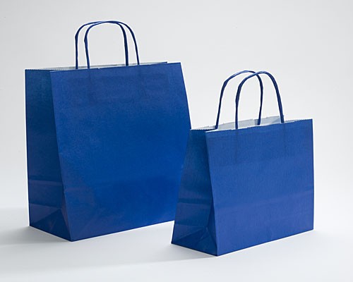 Paper bag curled handle L180xW80xH220mm blue