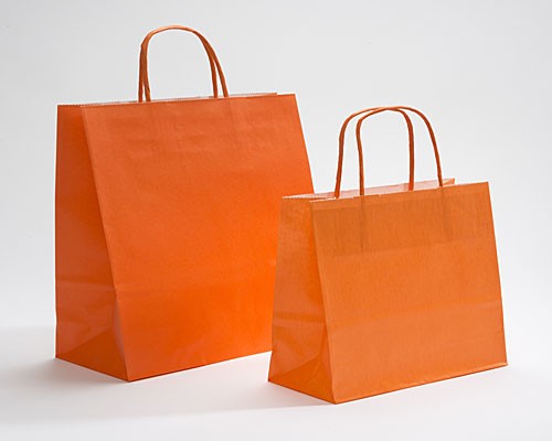 Paper bag curled handle L180xW80xH220mm orange