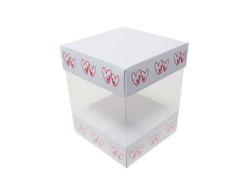 Skylinebox L100xW100xH120mm exterior Double hearts white/red