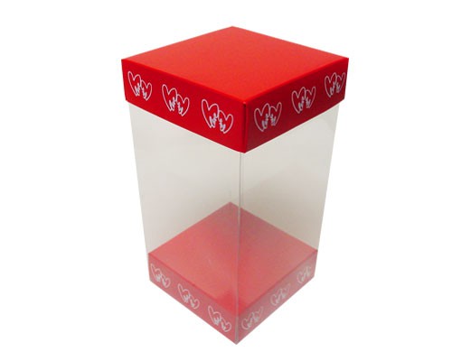 Skylinebox L100xW100xH190mm exterior Double hearts red/white