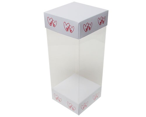Skylinebox L80xW80xH200mm exterior Double hearts white/red