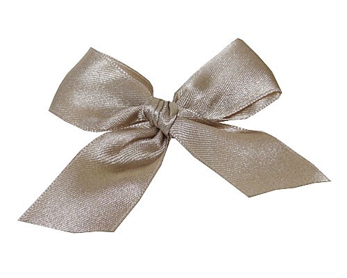 Bow ready made No 000 double face satin 25mm clipband 60mm taupe