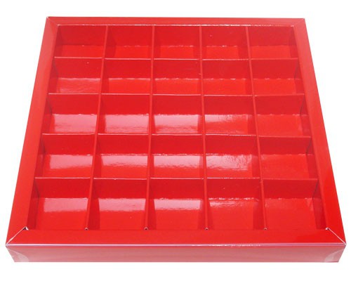 Windowbox 166x166x19mm 25 division rouge laqué