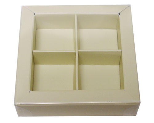 Windowbox 66x66x19mm 4 division ivory
