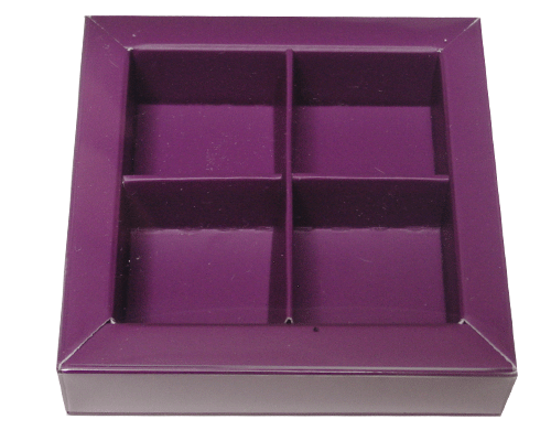 Windowbox 66x66x19mm 4 division purple