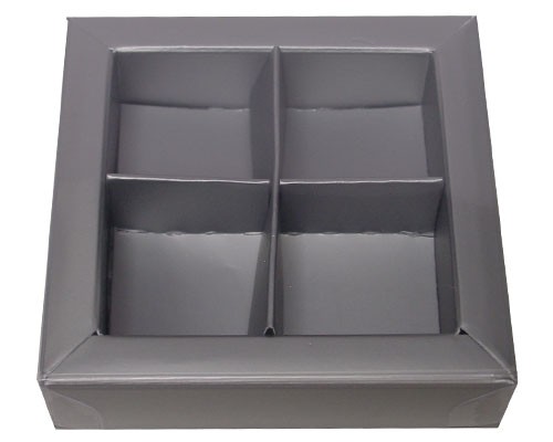 Windowbox 66x66x19mm 4 division warmgrey 