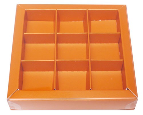 Windowbox 100x100x19mm 9 division sunset orange