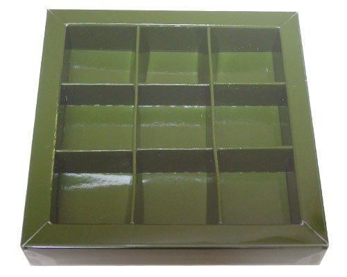 Windowbox 100x100x19mm 9 division vert forêt laqué 