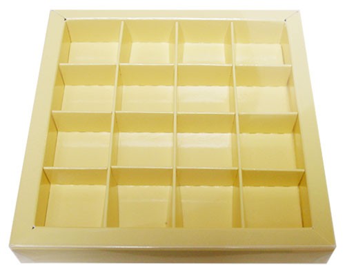 Windowbox 133x133x19mm 16 division crème laqué