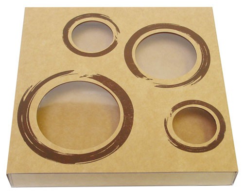 Windowbox 4 circle large 140x140x19mm kraft