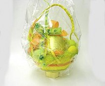 Egg basket large with handle yellowgreenorange