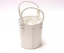peveril basket/handle leatherlook middle white