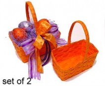 Basket Ribboncane Set2 Orange