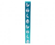 DoubleFaceSatin EasterGraphic 25mm/100mtr turquoise white