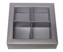 Windowbox 66x66x19mm 4 division silver