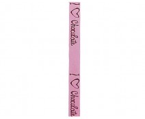 Ribanbel I love chocolate 15mm/100mtr pink brown