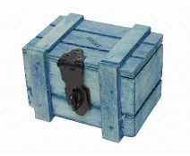 Crate wood , small, cyaan blue