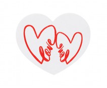 Double Hearts Label 500pcs on rol white/red