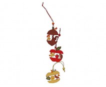 Autumn deco wood hang 3Ass RedBrownYell  