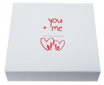 LuxBox magnet L140xW140xH30mm Double hearts white/red