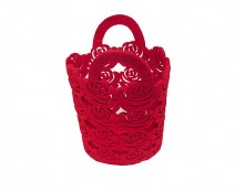 Felt flower & butterfly basket red