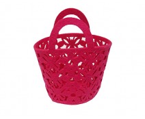 Felt flower & butterfly basket fuchsia