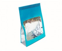 Sac etui klein turquoise/zilver inclusief sluitingsclip