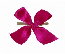 Bow ready made No 207 double face satin 25mm clipband 60mm fuchsia 