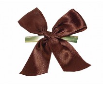 Bow ready made No 710 double face satin 25mm clipband 60mm brown