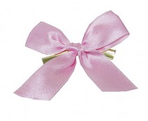 Bow ready made No 302 double face satin 25mm clipband 60mm pastel pink