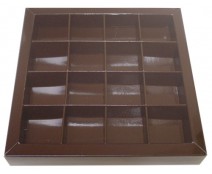 Windowbox 133x133x19mm 16 division chocolat laqué