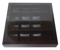 Windowbox 133x133x19mm 16 division noir laqué