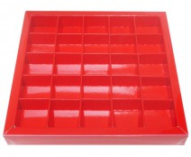 Windowbox 166x166x19mm 25 division rouge laqué