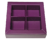 Windowbox 66x66x19mm 4 division purple