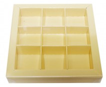 Windowbox 100x100x19mm 9 division crème laqué 