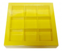Windowbox 100x100x19mm 9 division jaune laqué 